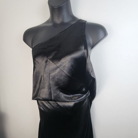 NWT ASOS DESIGN One Shoulder Satin Maxi Dress Split Strap Detail Size 10 Elegant - Picture 7 of 8